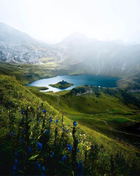 @germanytourism shared a photo on Instagram: “What a fantastic view of Lake Schrecksee! We can see why it is often called the most beautiful mountain lake in the Alps. You can reach it…” • Aug 23, 2021 at 7:00am UTC Moving To Germany, Green Island, The Alps, Mountain Lake, Beautiful Mountains, Germany Travel, Nature Wallpaper, Travel Dreams, Country House