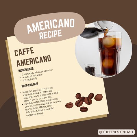 Americano Recipe Coffee, Iced Americano Starbucks, Iced Americano Recipe, Kahlua Baileys Drinks, Americano Coffee Recipe, Americano Recipe, Baileys Drinks, Tea Health, Coffee Ingredients