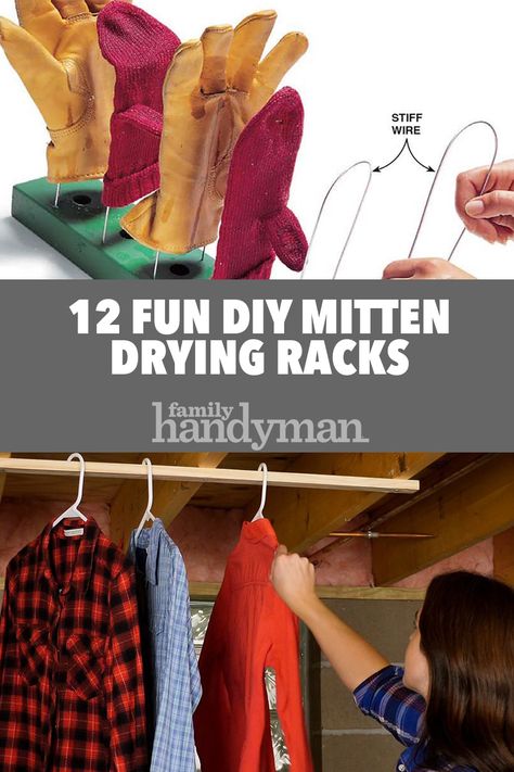 12 Fun DIY Mitten Drying Racks Diy Mitten Drying Rack, Mitten Organization, Mitten Drying Rack, Drying Rack Ideas, Diy Drying Rack, Diy Mittens, Sell Easy, Kids Mittens, Drying Racks