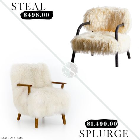 Shag Fur Chair Look for Less - State of Steals | Mongolian Fur Accent Chair | Inspired by Ashland Armchair Fur Desk Chair, Sheepskin On Chair, Accent Chairs Fur, Black Faux Fur Office Chair, Fur Chair, Inspiration Deco, Mongolian Fur, Accent Chair, Faux Fur