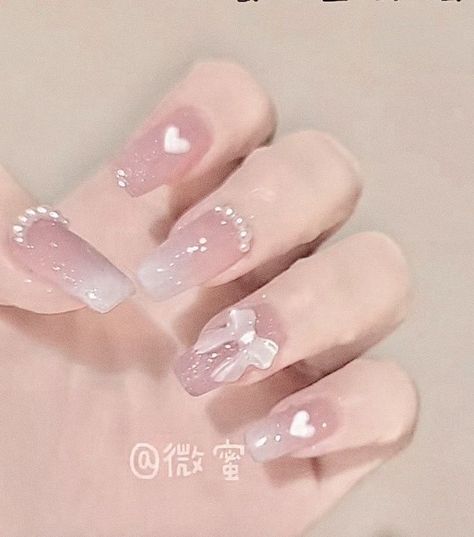 Asian Nails, Hello Nails, Anime Nails, Korean Nails, Blush Nails, Pretty Gel Nails, Really Cute Nails, Soft Nails, Nails Polish