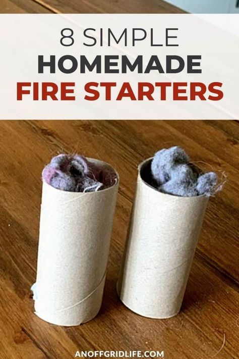 8 Simple Homemade Fire Starters Cotton Ball Fire Starter, Make Your Own Fire Starters, Homemade Fire Starters Dryer Lint, Lint Fire Starter How To Make, Diy Fire Starters For Wood Stove, Toilet Paper Roll Fire Starter, Dryer Lint Fire Starter, Diy Fire Starters Homemade, Sawdust Fire Starters