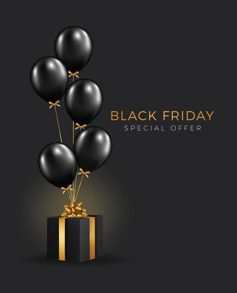 Black friday sale background with beautiful balloons and flying serpentine Black Friday Sale Ideas, Black Friday Background, Black Friday Banner Design, Promo Banner, Black Friday Sales, Black Friday Ideas, Sale Background, Black Friday Poster Design, Black Friday Design Graphics