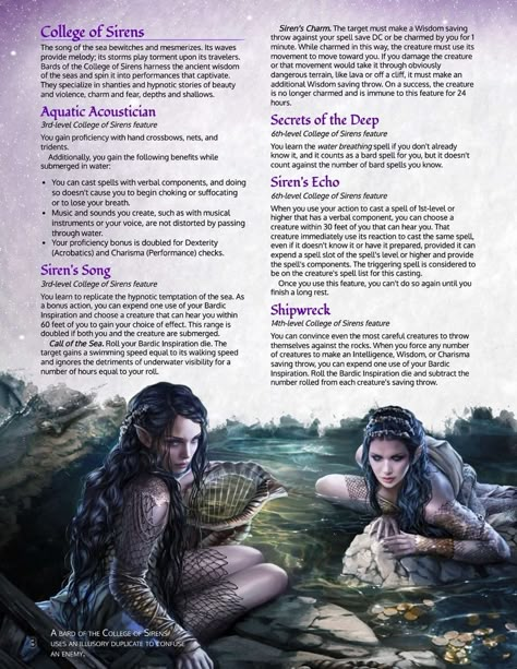 Dnd Lake Monster, Dnd Water Encounters, Bards Dnd, Dnd Princess, Dnd 5e Races, Mage Oc, Planescape Torment, 5e Races, Dnd Subclasses