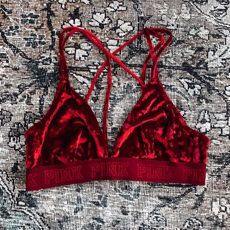 I might be biased but you should probably buy this on Depop 👍 https://depop.app.link/qNLzHgsc7nb Red Bralette, Red Velvet, Victoria’s Secret, Bralette, Velvet, Red