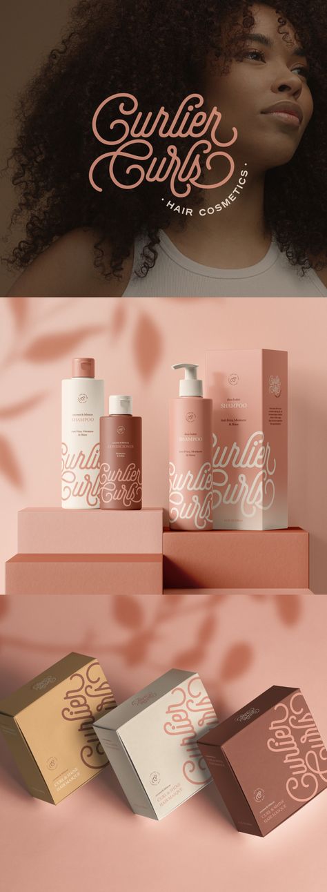 Hair Product Packaging Ideas, Shampoo Logo Design, Curly Logo Design, Hair Products Packaging Ideas, Hair Branding Design, Curly Hair Branding, Hair Brand Logo Design, Hair Brand Logo Ideas, Hair Product Design Package