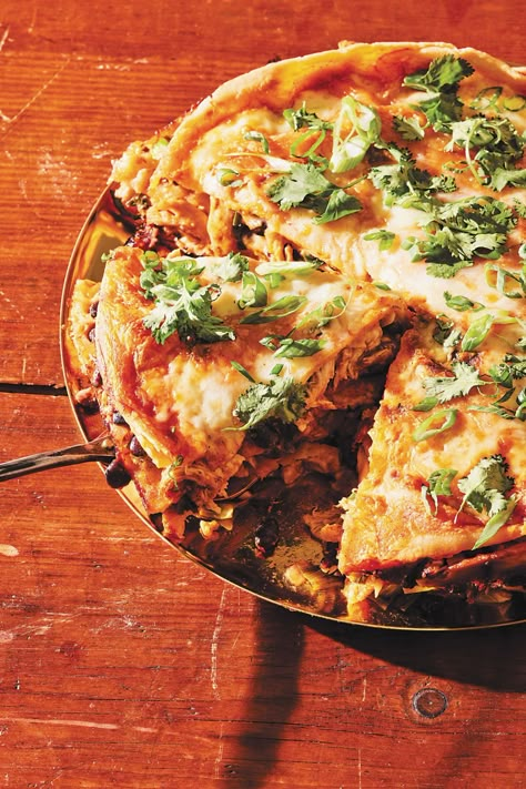 Enchiladas Pie Recipe, Mexican Tortilla Pie, Chicken Enchilada Pie, Enchilada Pie Recipe Ground Beef, Mexican Pie Recipes, Enchiladas Pie, Chicken Enchilada Pie Recipe, Enchilada Pie Recipe, Beef Enchilada Sauce