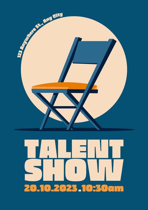 Blue Illustration Event Talent Show Flyer #canva #canvastemplate #canvatemplate Talent Show Illustration, Graphic Design Posters Simple, Talent Show Graphic Design, Event Poster Design Inspiration Graphics, Talent Show Poster, Event Poster Ideas, Talent Show Flyer, Event Graphic Design, Events Illustration