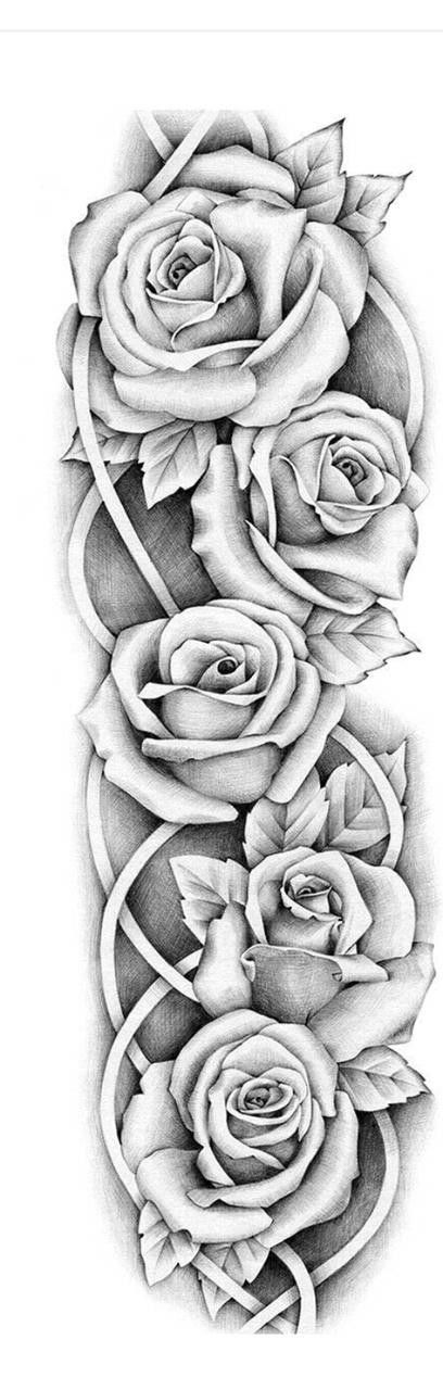 Self Made Tattoo Men Stencil, Rose Sleeve Tattoo Design, Half Sleeve Tattoo Stencils For Men Roses, Rose Tattoo Stencil Outline Men, 4 Roses Tattoo Design, Half Sleeve Rose Tattoo, Self Made Tattoo, Rose Vine Tattoos, Rose Tattoo Stencil