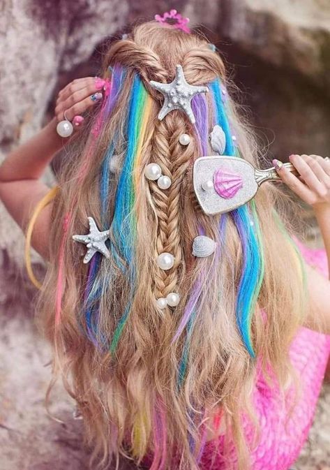 Mermaid Makeup Halloween, Mermaid Theme Birthday Party, Easter Hairstyles For Women, Mermaid Barbie, Mermaid Braid, Mermaid Halloween, Little Mermaid Birthday, Mermaid Theme Birthday, Hairstyles Short Hair