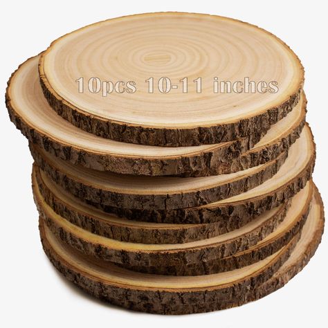 PRICES MAY VARY. 🌲Truly Rustic: Crafted from natural unfinished wood, these round wood pieces exude a rustic charm that is sure to captivate. 💝Multifaceted Decor: Transform these wood slabs into eye-catching centerpieces, cake stands, table 🎨Smooth and Precise Cuts: These wood slabs are cut to perfection with a diameter of 10-11 inches and a thickness of 0.55-0.6 inches,A set of 10 pieces. Expertly sanded, these natural wood slices boast a clean, smooth finish. Please note that due to the nat Rustic Long Table Centerpieces, Tractor Table Centerpieces, Rustic Centerpieces For Party, Baby Shower Boy Centerpiece Ideas, Centerpieces Wedding Wood Slices, Eucalyptus Centerpiece Round Table, Rustic Wedding Centerpieces Diy, Wedding Centerpieces On Wood Slice, Round Wedding Table Centerpieces