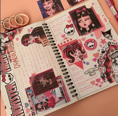 Arte Monster High, Bulletin Journal Ideas, Pretty Journals, Monster High Art, Scrapbook Book, Art Journal Therapy, Bullet Journal Design Ideas, Diary Ideas, Bullet Journal Art