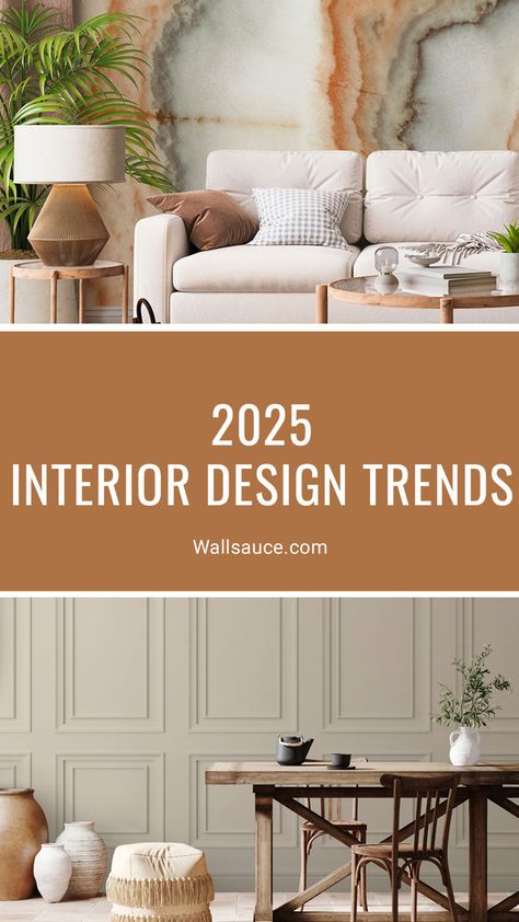 From textured walls to home wellness spaces, discover the interior design trends that are set to dominate in 2025! Do any of these design trends inspire you to make changes in your own home? You might be ahead of the curve and already have some of these design elements implemented. Let us know! Home Interior Design 2024 Trends, Interior Design 2025, 2025 Home Trends, 2025 Interior Design Trends, British Cottage Interior, Wall Trends, Trendy Interior Design, Trends 2025, Living Room Trends