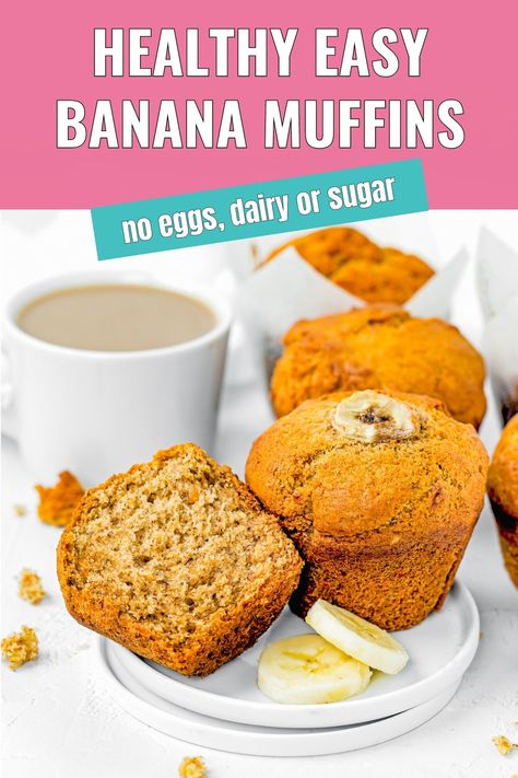 Healthy Banana Muffins No Egg Banana Muffins, Banana Muffins No Butter, Muffin Recipe No Eggs, Banana Muffins No Oil, Banana Muffins No Baking Powder, Banana Muffin No Egg, Egg Free Dessert Recipes, Banana Muffin Recipe Healthy, Eggless Breakfast