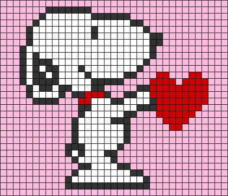 Alpha pattern #114511 | BraceletBook Crochet Pixel Pattern Snoopy, Pixel Crochet Projects, Pixel Crochet Tutorial, Bratz Alpha Pattern, Valentines Alpha Pattern, Crochet Pixel Graph, Crochet Graphic Design, Free Alpha Patterns Crochet, Cute Crochet Pixel Grid