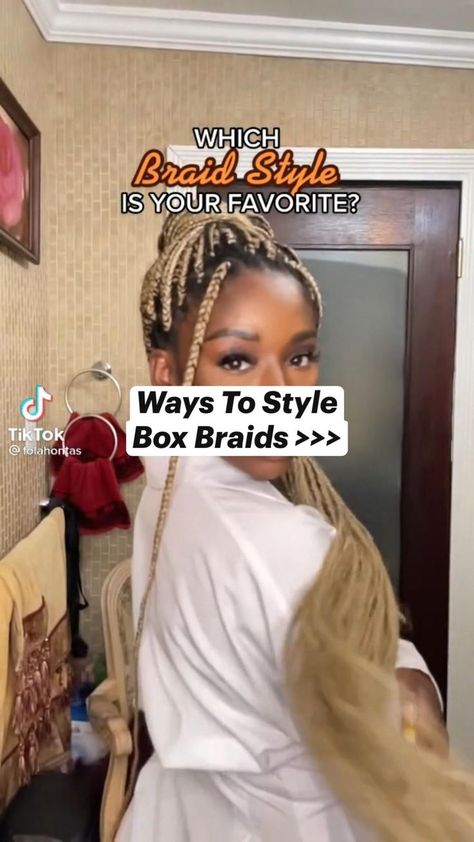 Style Goddess Box Braids, Box Braids Black Women, Curly Tutorial, Ways To Style Box Braids, Box Braids Natural Hair, Black African Hair, Style Box Braids, Braids Black Women, Braids Natural Hair