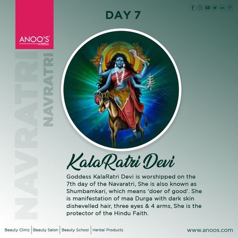 May Maa KalaRatri Devi brighten your life with countless blessings of happiness & prosperity #Anoos #DaySevenNavaratri #AnoosProducts #AnoosClinic #AnoosSaloon Kalaratri Devi, Maa Kalaratri, Interior Design Instagram, Bhagat Singh, Devi Durga, Beauty Clinic, The Protector, Durga Maa, Beauty School