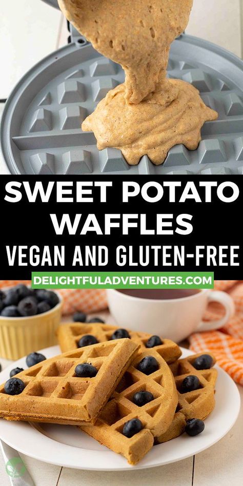 Vegan Gluten Free Waffle Recipe, Gluten Free Dairy Free Waffle Recipe, Gluten Free Sweet Potato Waffles, Vegan Sweet Potato Waffles, Vegan Waffle Maker Recipes, Casava Flour Waffle Recipe, Gluten Free Banana Waffle Recipe, Gluten Free Vegan Waffles, Sweet Potato Waffle Recipe