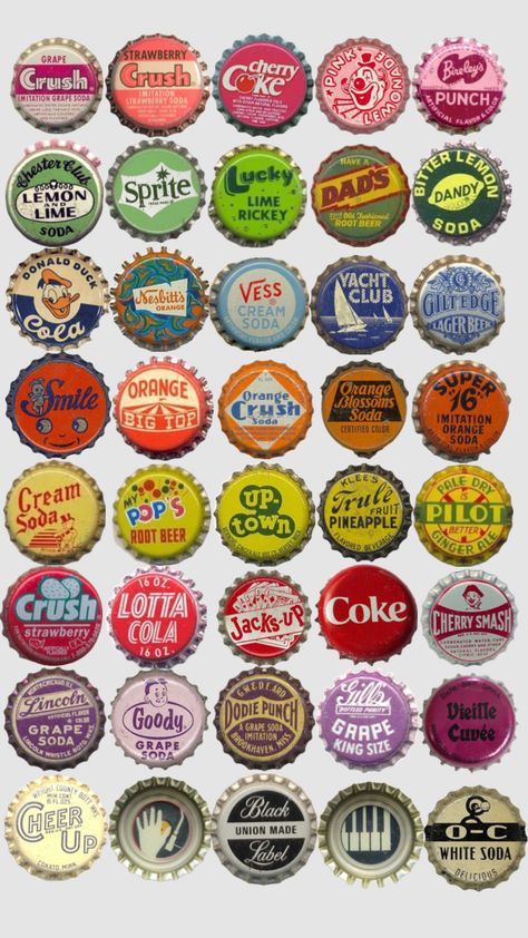 Bottle Cap Pin, Cap Aesthetic, Pin Button Design, Lime Rickey, Circle Collage, Laptop Case Stickers, Soda Flavors, Cherry Crush, Scrapbook Printing