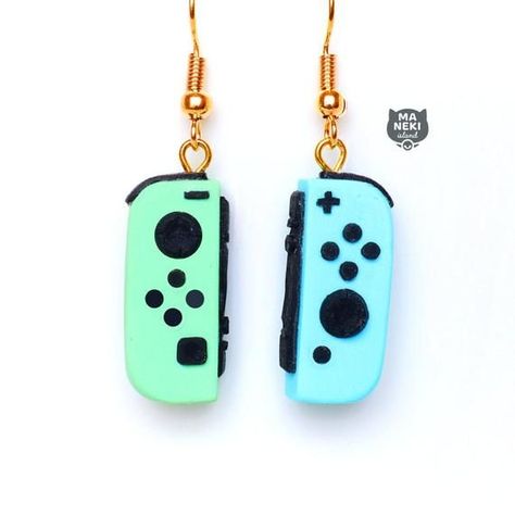 Mario Clay, Clay Nintendo, Mario Switch, Fimo Kawaii, Lesbian Earrings, Weird Jewelry, Cool Earrings, Quirky Earrings, Polymer Clay Jewelry Diy