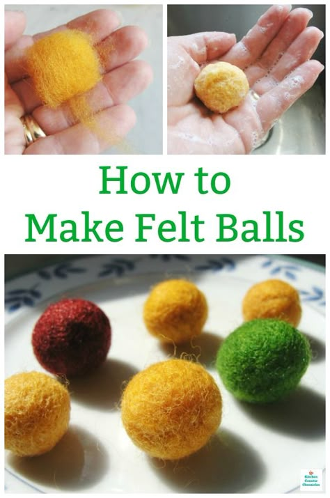 How To Do Wool Felting, Wool Beads Diy, Needle Felting Christmas Gifts, Wool Roving Projects, Wool Roving Crafts, Easy Felting Projects, Needle Felting Tutorials Step By Step, Diy Felt Balls, Felting Ornaments