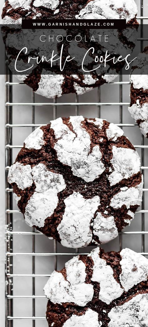 Chocolate Crinkle Cookies Recipe, Chocolate Christmas Cookies, Crinkle Cookies Recipe, Chocolate Crinkle, Baking Chocolate, Chocolate Crinkle Cookies, Chocolate Crinkles, Recipes Christmas, Crinkle Cookies