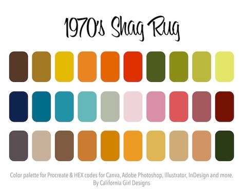 Retro Color Palette 1970s, 70s Color Palette, Peanut Pie, Color Palette For Procreate, Cozy Winter Cabin, Retro Color Palette, Pie Shop, Palette Design