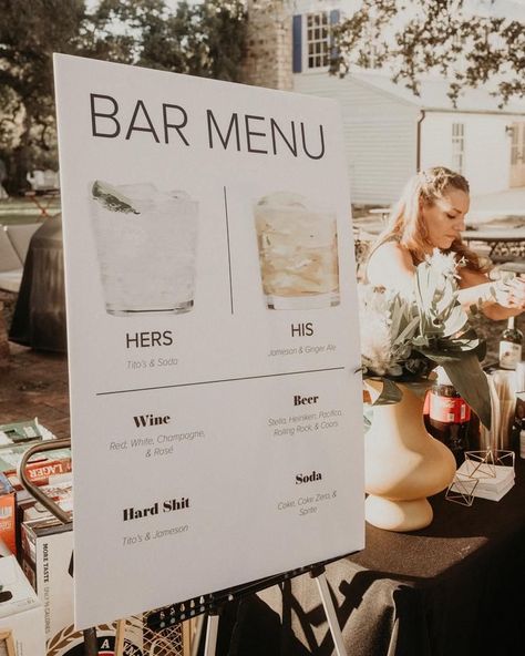 Sign at the Filipino wedding reception that reads Bar Menu with selection of liquor served. View more photos from this fun wedding on the blog. Wedding Liquor Bar, Indoor Wedding Activities, Filipino Wedding Reception, Traditional Filipino Wedding, Buffet Style Wedding Reception, Diy Wedding Bar, Wedding Bar Decor, Bar Wedding Reception, Wedding Reception Activities