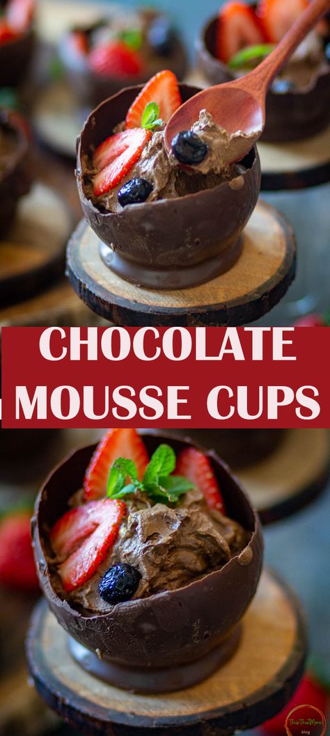 Chocolate Cups With Mousse, Mini Chocolate Mousse Cups, Chocolate Cups How To Make, Chocolate Cup Desserts, Eggless Chocolate Mousse, Mini Muffin Tin Recipes, Chocolate Mousse Desserts, Chocolate Mousse Cups, Bacon Meatloaf