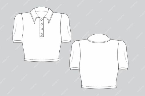 Premium Vector | Polo shirt woman polo shirt cropped polo shirt technical fashion illustration T Shirt Technical Drawing, Random Faces, Ramadan Cards, Cropped Polo Shirt, Flat Drawings, Cropped Polo, Shirt Drawing, Polo Shirt Design, Polo Design