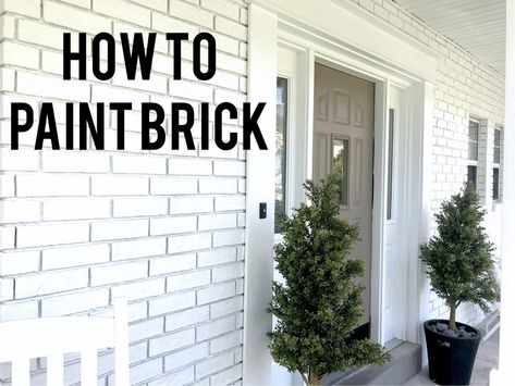 Paint Exterior Brick, How To Paint Brick, Painting Brick Exterior, White Brick House, Brick Finish, Brick Exteriors, Paint Brick, Brick Painting, Painting Brick