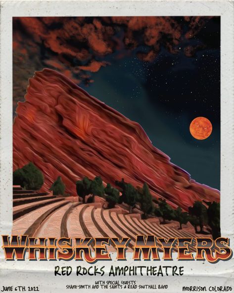 Whiskey Myers, Red Rock Amphitheatre, Red Rocks, Music Therapy, Red Rock, Concert Posters, Special Guest, Whiskey, Colorado