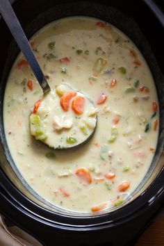 Looking for the perfect comfort food for weeknights or lazy winter weekends? Warm up to a big bowlful of this easy, cheesy chicken soup. Mashed Potatoes With Chicken Broth, Potatoes With Chicken Broth, Potato Soup With Chicken Broth, Mashed Potatoes With Chicken, Potato Soup With Chicken, Soup With Chicken Broth, Slow Cooker Chicken Potatoes, Chicken Potato Soup, Panini Recipes Chicken