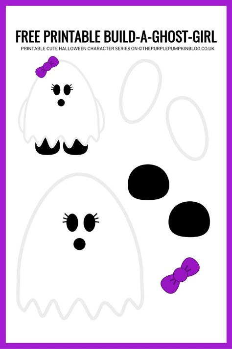 Free-Printable-Build-A-Ghost-Girl Halloween Printables Free For Kids, Halloween Printables Free Templates, Ghost Crafts For Kids, Paper Ghost, Ghost Craft, Girl Template, Free Halloween Printables, Free Printable Paper, Moldes Halloween