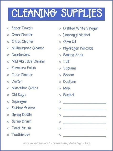 This free Printable Cleaning Supplies List will make it easier for you to keep everything you need for cleaning on hand. If you’re like me, you probably use a lot of different items to clean your house. Maybe you use different cleaners and tools to clean your kitchen than to clean the living room. So, I put EVERYTHING you might use on the cleaning supplies list. This list is also helpful if you have kids that will be moving to a dorm or apartment. Basic Cleaning List, Professional House Cleaning Checklist Free Printable, Minimalist Cleaning Supplies, Cleaning List For Housekeeper, Cleaning Products List, Supply List Template, Cleaning Supplies Checklist, Natural Cleaners Diy, Natural Cleaning Supplies