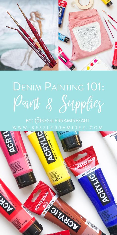 What Paint To Use On Denim, Paint Denim Jacket Diy, How To Paint On Jeans Diy, How To Paint On Denim, Painting On Denim Jeans, Denim Pocket Painting, How To Paint On Jeans, How To Paint Jeans, Denim Painting Ideas