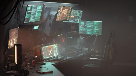 ArtStation - Spaceship Interior Scene, Fabian Everaert Best Pc Gaming Setup, Cyberpunk Interior, Alternate Angles, Space Story, Spaceship Interior, Hacker Aesthetic, Hacker Wallpaper, Spaceship Design, Fictional World