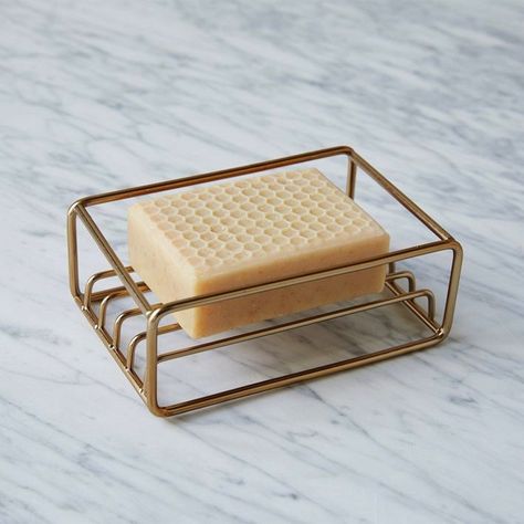 Wire Kitchen Collection - Soap Dish: Remodelista                                                                                                                                                                                 More Brass Kitchen Accessories, Brass Kitchen, Dish Racks, Design Industrial, Kitchen Collection, Brass Accents, Soap Dish, Objects Design, West Elm