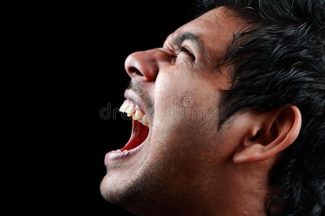 Photo about Side profile of a screaming face. Image of open, frighten, crazy - 20586370 Yelling Side Reference, Scrunched Nose, Side Profile With Mouth Open, Scream Side Profile, Side Profile Yelling, Person Screaming Side Profile, Screaming Side Profile, Portrait Screaming, Screaming Facial Expression