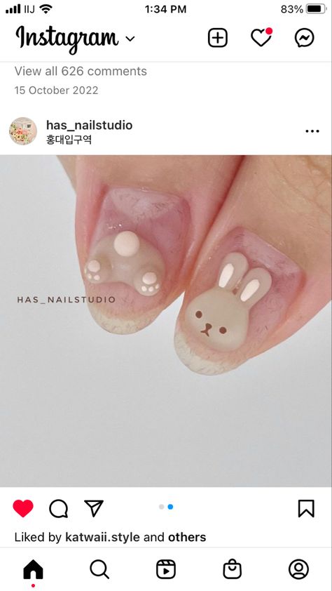 3d Bunny Nails, Bunny Nails Designs, Rabbit Nails, Rabbit Nail Art, Cute Bunny Nail Art, Bunny Nail Art, Rabbit Manicure, Nail Designs Rabbit, Cute Rabbit Nail Art