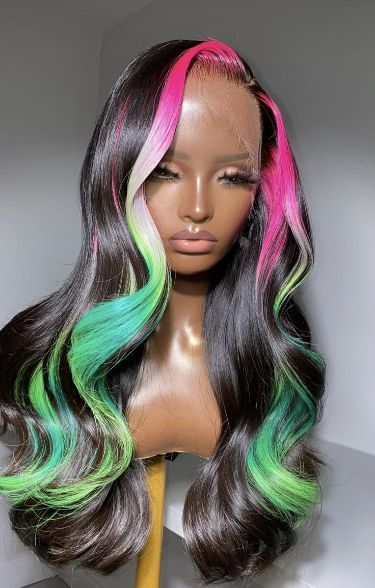 Custom Wig Colors, Dyed Wig, Colored Hairstyles, Black Hairstyles With Weave, Weave Ponytail Hairstyles, Frontal Wig Hairstyles, Creative Hair Color, Dyed Hair Inspiration, Wig Ideas