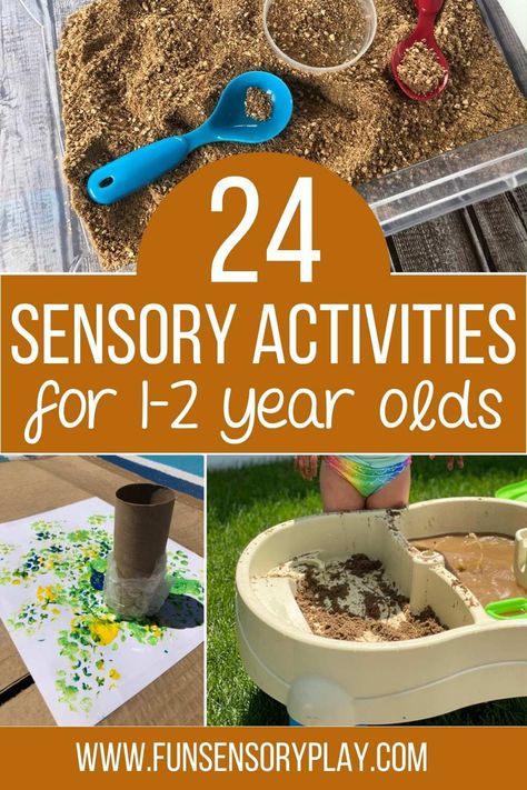 Sensory activities for 1 & 2 year olds Sensory Play For Two Year Olds, Sensory Painting Activities, Sensory For 1 Year, Sensory Activities For One Year Olds, Sensory Activities Toddlers One Year Old, Crafts For One Year Olds, One Year Old Activities, Babies Activities, Sensory Water