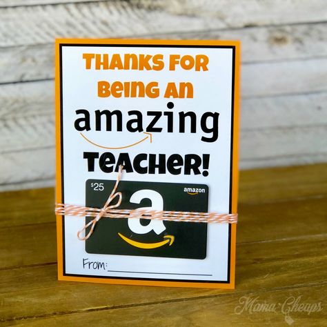 Amazon Gift Card Teacher Gift Printable Card Holder | Mama Cheaps Amazon Gift Card Printable, Gift Card Printable, Teacher Appreciation Gift Card, Easy Teacher Gifts, Amazon Christmas Gifts, Gifts On Amazon, Teacher Gift Printables, Amazon Gift Card Giveaway, Amazon Card