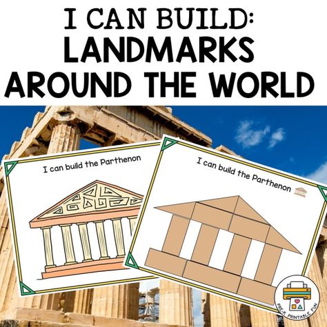 Block Center Preschool, Landmarks Around The World, Multicultural Activities, Printable Products, Around The World Theme, Blocks Preschool, World Landmarks, Block Center, World Poster