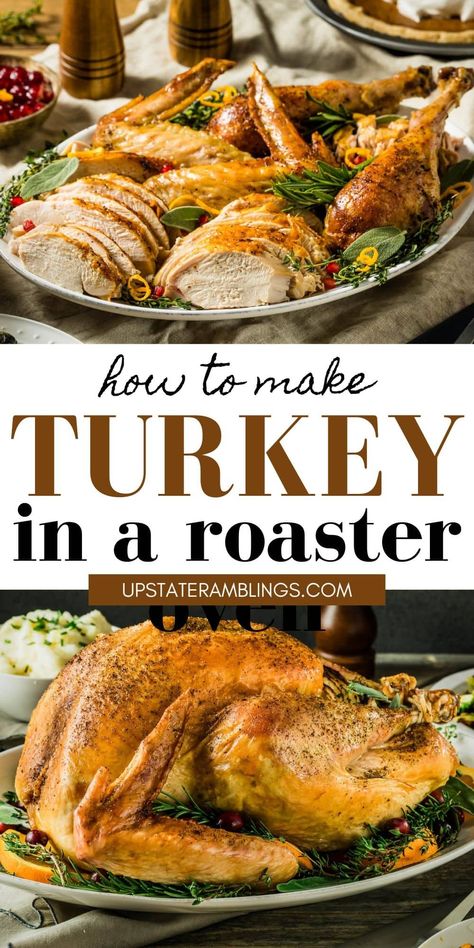 Cook your turkey in an electric roaster oven for a space-saving solution that cooks turkey fast and gives you perfectly juicy meat. Make your Thanksgiving cooking easier and save your oven for casseroles and pies! Best Roast Turkey Recipe, Easy Turkey Recipes Thanksgiving, Roasted Turkey Recipe, Best Roasted Turkey, Easy Thanksgiving Turkey, Thanksgiving Turkey Recipe, Healthy Cabbage, Thanksgiving Goodies, Thanksgiving Favorites