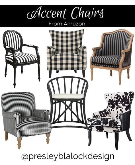 Accent Chairs // Striped Chair // Black and White // Home Decor // Amazon Chair // Amazon Home // Amazon Furniture // Cow Hide Print Chair // Black and White Striped // Buffalo Plaid // Checkered Print // Vintage Style // Glam Chair // Glam Chic Decor // Living Room Chair // Amazon Finds // Club Chair // Dining Chair // Black Striped Chair // Modern Furniture Follow my shop @presleyblalockdesign on the @shop.LTK app to shop this post and get my exclusive app-only content! #liketkit #LTKsaleal Glam Chic Decor, Amazon Chair, Glam Chair, Chic Living Room Decor, Cowhide Print, Striped Chair, Printed Chair, Bergere Chair, Accent Chairs For Living Room