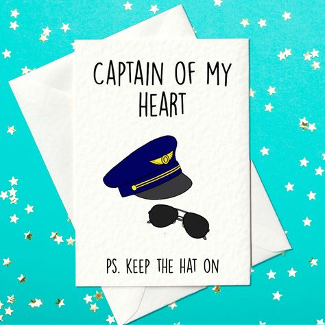 Captain of My Heart Funny Card for a Captain / Pilot - Etsy New Zealand Birthday Card For Pilot, Pilot Birthday Cards, Ideas Cartas, Pilots Birthday, Lotus Flower Pictures, Diy Birthday Gifts For Friends, Birthday Cards For Boyfriend, Card Anniversary, Dad Birthday Card