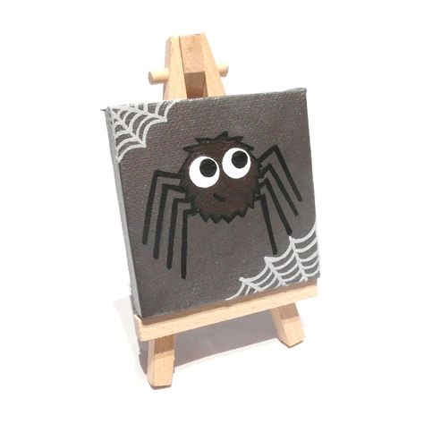 Cute Spider Acrylic Mini Painting £15.00 Cute Halloween Art, Cartoon Spider, Colorful Paintings Acrylic, Spider Art, Small Canvas Paintings, Cute Canvas Paintings, Canvas Drawings, Canvas Painting Designs, Halloween Painting