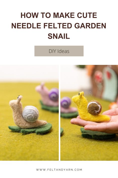 Felt Snail Pattern Free, Needle Felt Snail, Needle Felted Snail, Felt Snail, Felted Snail, Felt Easter Crafts, Felt Toys Diy, Snail Craft, Garden Snail