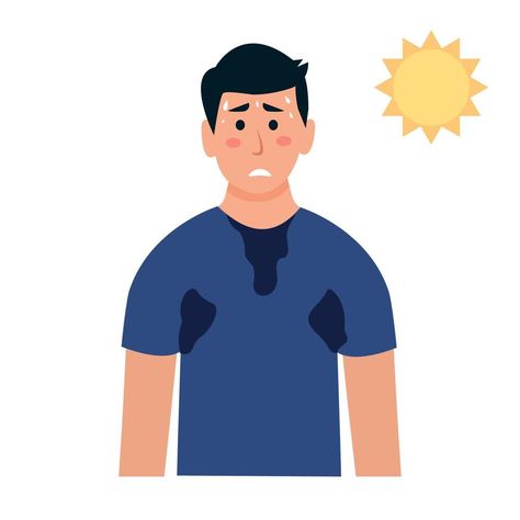 Man sweating a lot. Guy feels hot and exhausted, boy with sweaty clothes. Vector illustration Sweat Illustration, Feeling Hot, Cityscape Photos, Logo Banners, Marketing Design, Custom Illustration, Custom Branding, Background Banner, Custom Logo Design